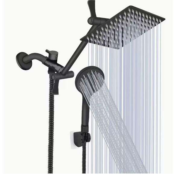 8" Shower Head, High Pressure Rainfall/Handheld Shower Combo - 13'' Extension - Picture 1 of 6